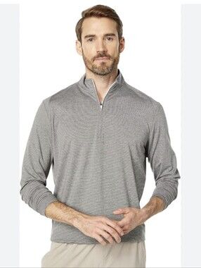 NWT ​Johnnie-O Men’s Vaughn 1/4 Zip Pullover Meteor Gray Striped Lightweight L